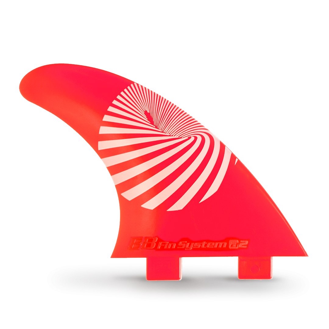 quillas surf fcs compatible de la marca e8 fin system en color rojo